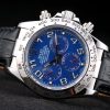 Rolex Daytona Stainless Steel Case Blue Dial Black Leather Strap - Image 6