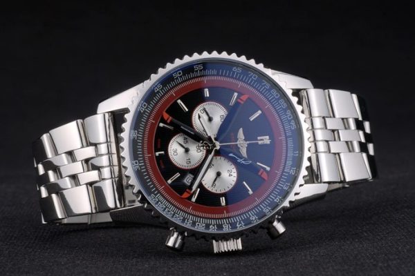 Breitling Certified Polished Silver Stainless Steel Strap Black Dial Chronograph 80173 - Image 3