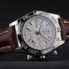 Swiss made Certified Stainless Steel Bezel Brown Croco Leather Bracelet White Dial 80285 - Image 4